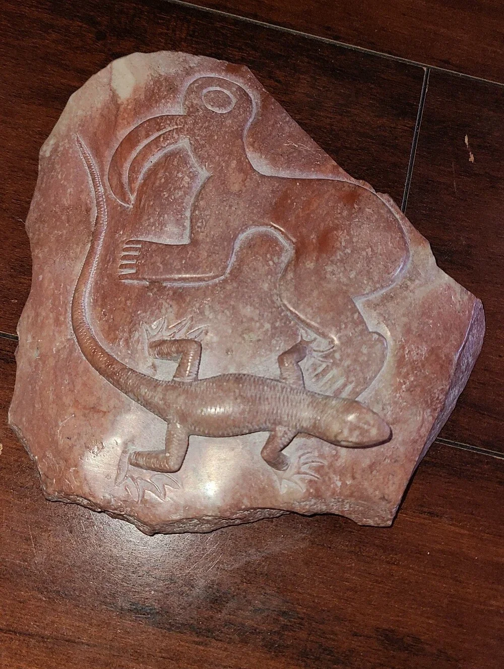 Polished 3D Hand Carved Stone Relief - Peruvian Nazca Monkey & Lizard 6